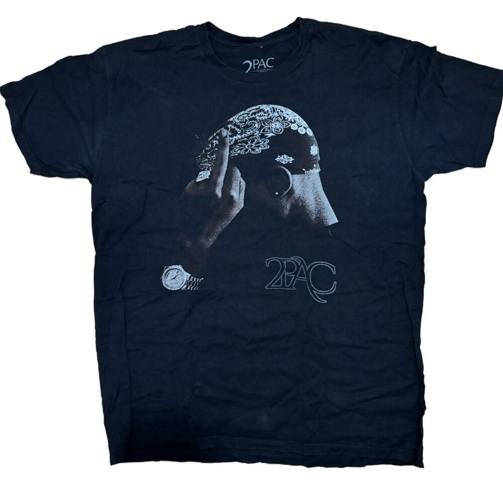 2PAC, TUPAC - VINTAGE "FLIP THE FINGER" T-SHIRT, 90'S RAP, HIP HOP / SZ. XL